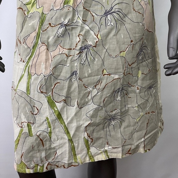 Porridge Dress Womens 2 Floral Button Down Crew Neck Neutral Modest Cap Sleeve - Picture 8 of 12